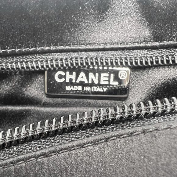 Chanel Diamante Black Satin Swarovski Crystal Clutch Evening Bag w/ Chain Strap - Picture 5 of 9